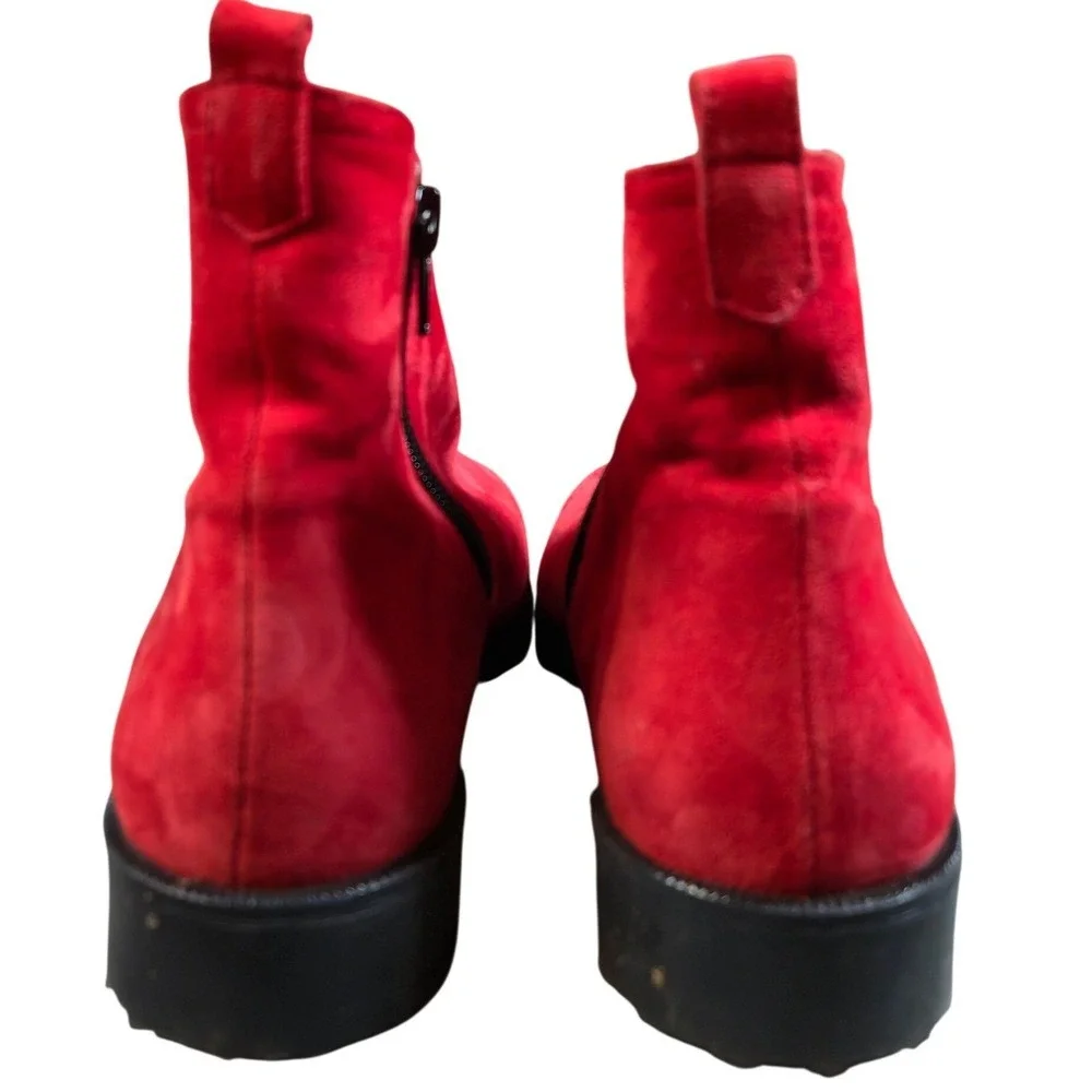 BRUNATE Red Suede Shearling Lined Ankle Boots Women's Size 37‎ Made in Italy